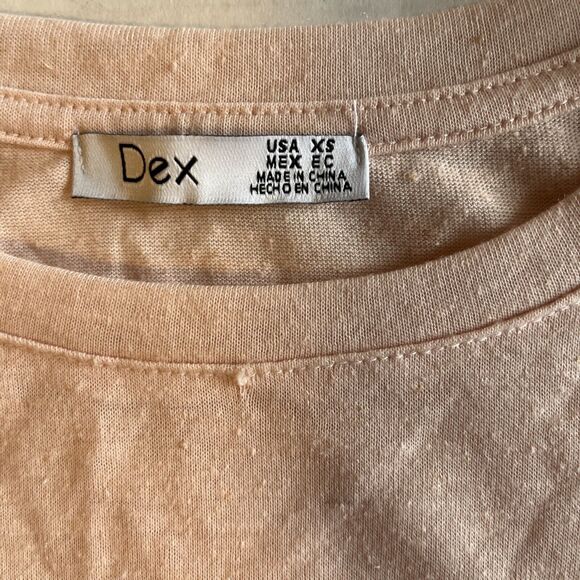 Dex Juniors Women’s Pink Icing Lace-Up Poly-Linen Blend T-Shirt Top Size XS - Picture 3 of 10